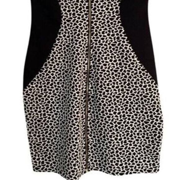 Express Womens Leopard Print Dress Size 8 Black Sleeveless Pencil Full Back Zip - Picture 7 of 9